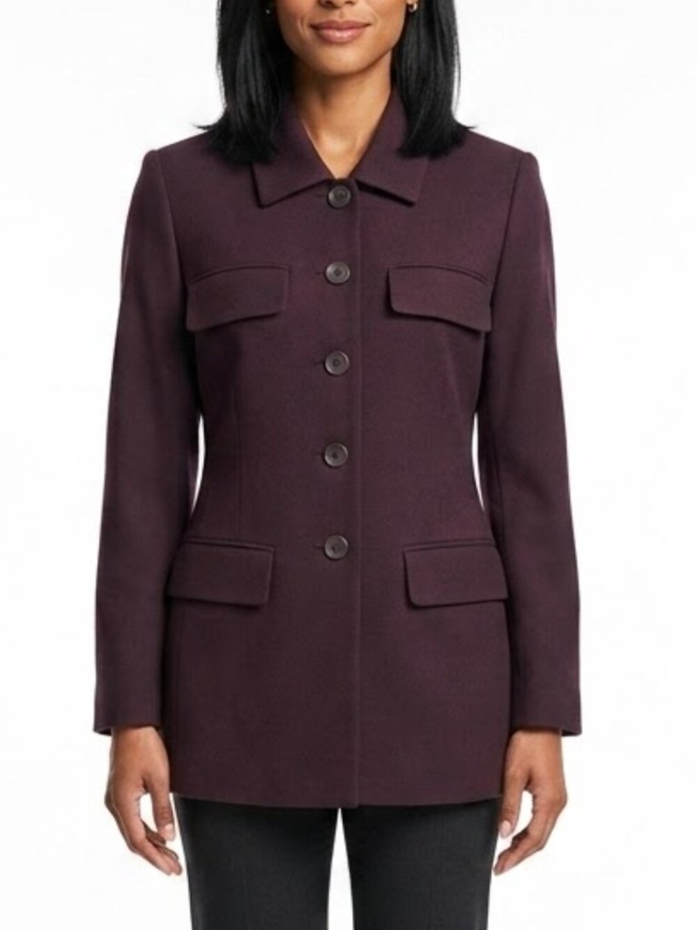 Morgan Taylor Studio Dark Academia Plum Brown 100% Wool Blazer Jacket 6